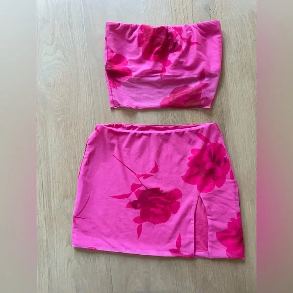 Princess Polly Pink Floral Two-Piece Set - Picture 1 of 3